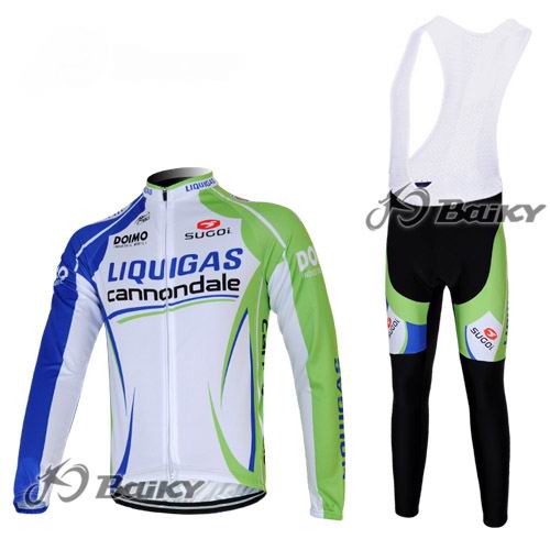 Maillot Liquigas Cannondale Blanco Mangas Larga verdetirantes